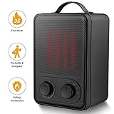 Portable Space Heater – 1500W Fast Heat Ceramic Space Heater for Office Small Room Desk, Electric Space Heater with Multi Thermostat, Overheat & Tip-Over Protection, Hot Cool Fan Heater for Indoor Use