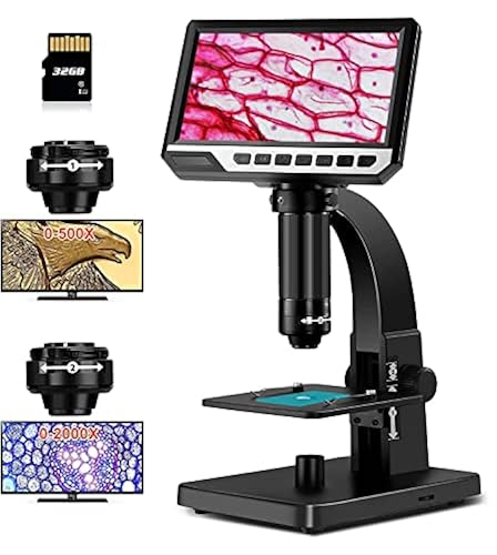 2000X LCD Digital Microscope, DIY USB Electronic Industrial Microscopes, Biological Microscope with Digital ＆ Microbial Lens, Continuous A 並行輸入品 Tomlov DM602 Pro 2000x HDMI 10.1\"\" LCD Microscope with 3 Lenses