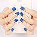 YUNAI 24PCS Matte with Metallic French Acrylic False Fake Full Nail Tip Art Royal Blue&Gold