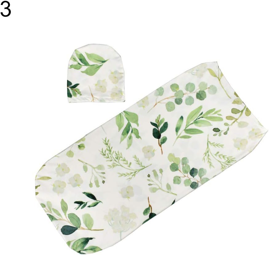Lsgepavilion Cotton Blend Printed Newborn Baby Infant Wrap Blanket Swaddle Sleeping Bag with Hat