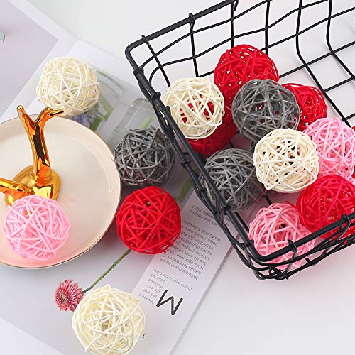 DomeStar Rattan Ball, 24PCS 2 Inch Wicker Ball Decorative Ball Orbs Vase Bowl Fillers