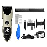 Dr.HeiZ Pet Grooming Clippers-Rechargeable Cordless Pro-cut Trimmer Kit for Dogs and Cats(Champagne Golden)