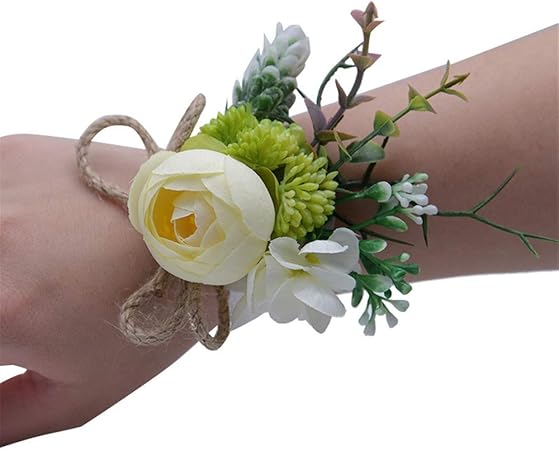 Gjf Corsage De Poignet De Bracelet De Corsage De Poignet De Filles Pour Le Bal Des Finissants Partie Blanc De Mariage Couleur Champagne Amazon Fr Cuisine Maison