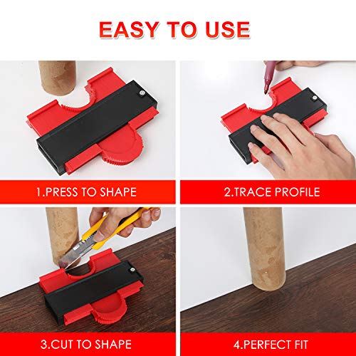 2 Pieces Contour Gauge Duplications 5" and 10" Profile Copy Tool Shape Measuring for Corners and Contoured - Thumbnail 3