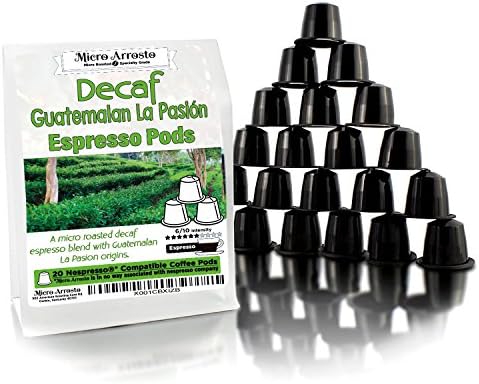 Single Origin Guatemalan La Pasión Nespresso Compatible Decaf Espresso Pods, 6/10 Intensity Coffee, Decaffeinated (20 Count)