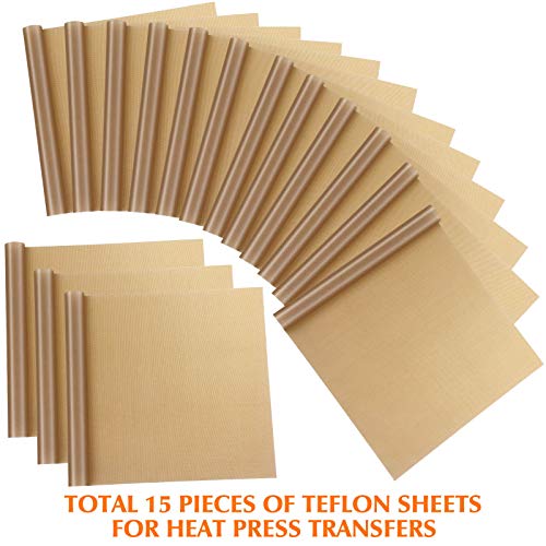 Teflon Sheet for Heat Press, 15 Pack Selizo Heat Transfer Cover Paper