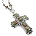 jonline24h Mens Womens Vintage Large Gothic Cross Pendant Necklace & Chain, Red Silver (Green)