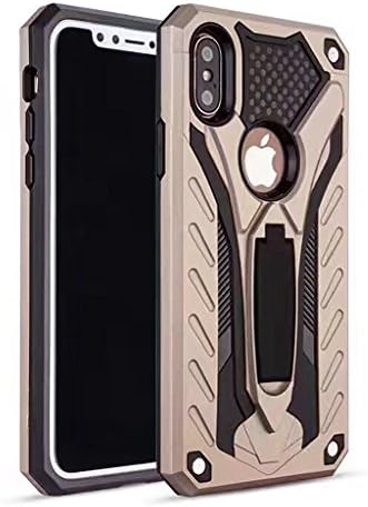 iPhone X Case Luhuanx New style Armor Case with Bracket Holster Dual Layer Anti Drop Scratch Phone Defender, iphone X case ,iphone X Armor Case iPhone 10 Case (Gold)