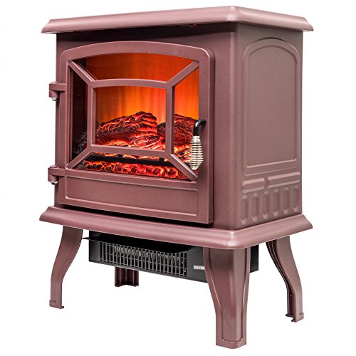 FIREBIRD 17" Adjustable 2 Setting Freestanding Portable Tempered Glass Electric Fireplace Stove Heater (RED) - Thumbnail 2