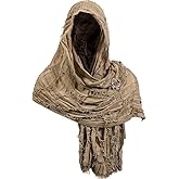 Dune Costume Post Apocalyptic Hooded Cloak Desert Scarf Shawl Cowl Half Cape Medieval Viking Outfit for Men Women