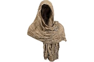 KUBERAS Dune Costume Post Apocalyptic Hooded Cloak Desert Scarf Shawl Cowl Half Cape Medieval Viking Outfit for Men Women
