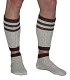 2 Piece Long Embroidered German Lederhosen Wool Socks Cream / Brown