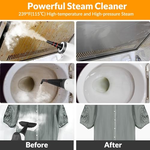 Handheld Pressurized Steam Cleaner, Portable Steamer for Cleaning, Steam Cleaner for Home Use, Steamer for Cleaning Car, Furniture, Floor, Upholstery, Grout and Tile, Deep Gray