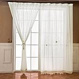 ZHH Handmade Embroidered Openwork Panels 59 by 70-inch Cord Crochet Curtain,Polyester White Sheer