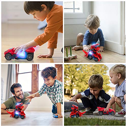 Dinosaur Toys for 36 Year Old Girls Transforming Dinosaur Car with LED Light and Music Gifts