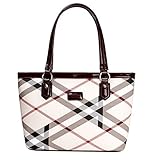 Lady Womens Designer Stylish Grid Top-Handle Handbag Leather Check Shopping Tote Shoulder Bag