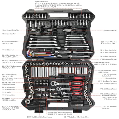 STARWORK True MechanicTM 314-Piece Mechanics Tool Set and Socket Set, Professional Metric Set