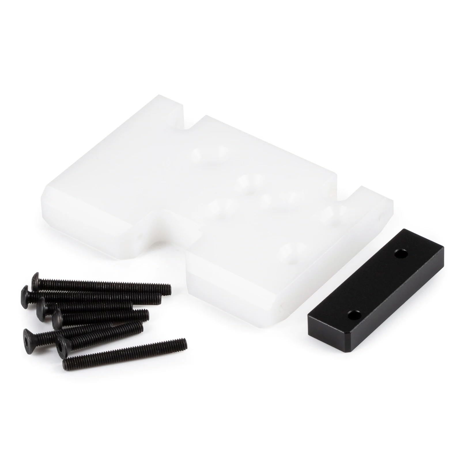 1/10 Carbon LCG Chassis Kit with Molded Bed Sliders Delrin Skid Plate Dual Servo Mount for SCX10 AR44 AR45 Capra F9 TRX4 Axle Gspeed V4 Chassis GS-FS Chassis G-Shot Chassis (Skid Plate White)