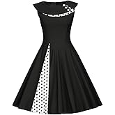 Women's Audrey Hepburn Vintage 1950s Retro Rockabilly Prom Dresses Polka Dots Sleeveless Short Wedding Formal Casual Cocktail Swing Party Dress A Line Homecoming Elegant Midi Evening Dress Black XL