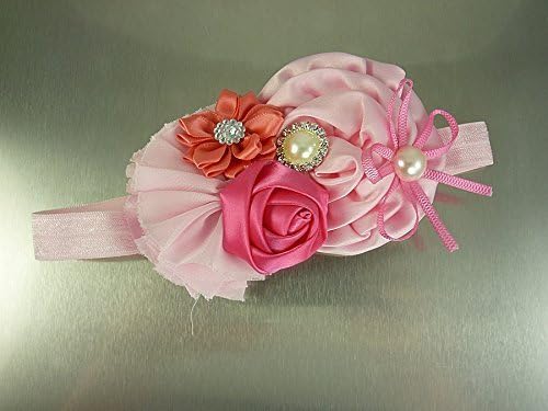 Baby's Pink Floral Headband, USA Girl's Flower & Bow Hairband, Infant Headgear, 1st Birthday Headwear, Kids Fashions.