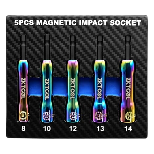 ZKTOOL 8-10-12-13-14MM Magnetic Impact Socket Set, 1/4-inch Socket Inserts at Amazon