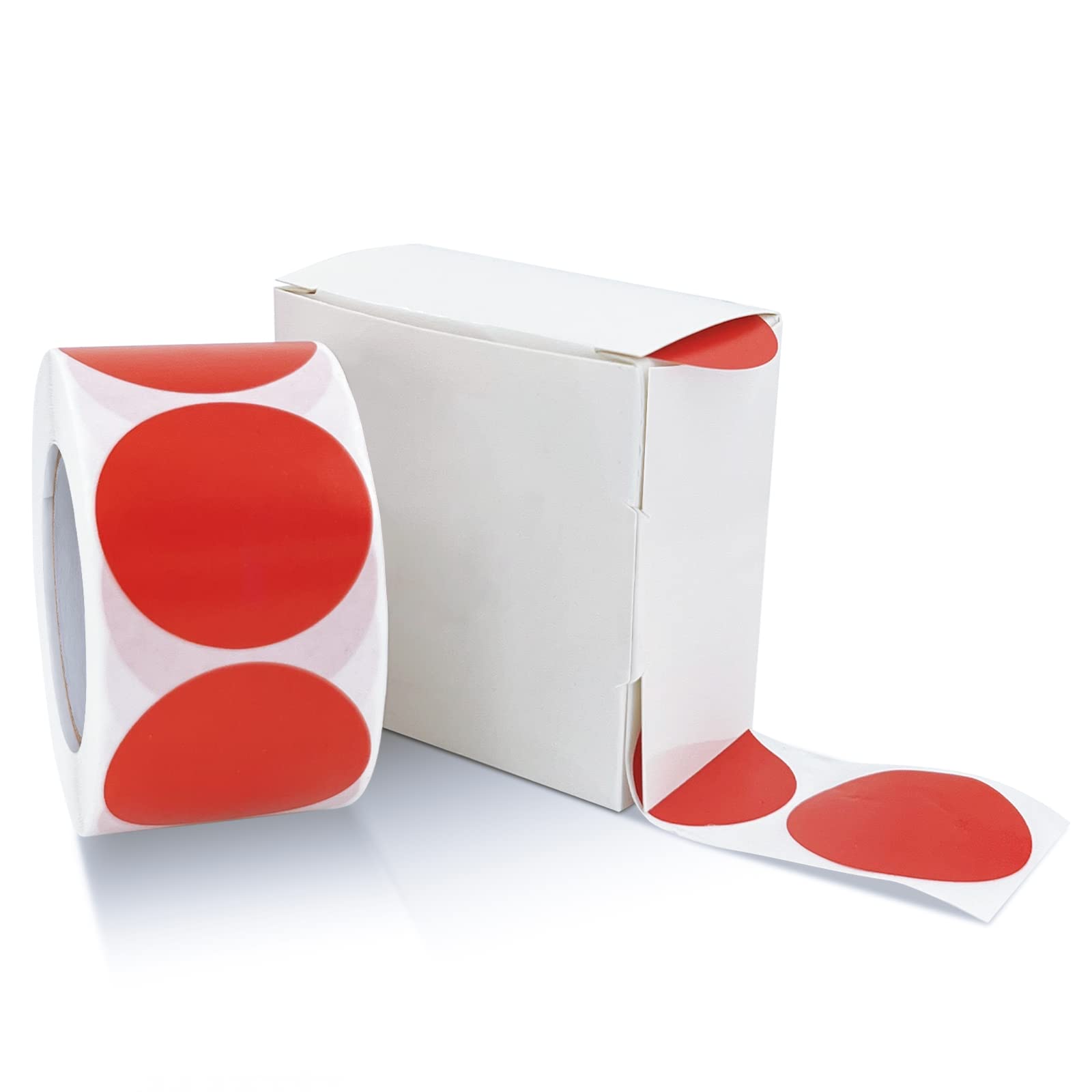 Round Stickers Red 25mm Circle Labels with Dispenser Box Color Coding Dot Sticker Waterproof Removable Roll of 500