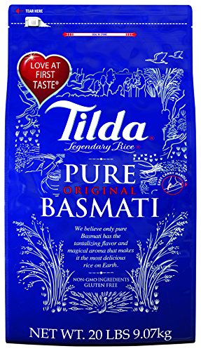 Tilda legendary rice pure dry basmati rice, 20 pound