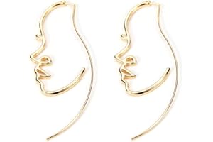 HZJCC Hollowed out face drop earrings for women gold plated punk earrings Jewelry (gold)