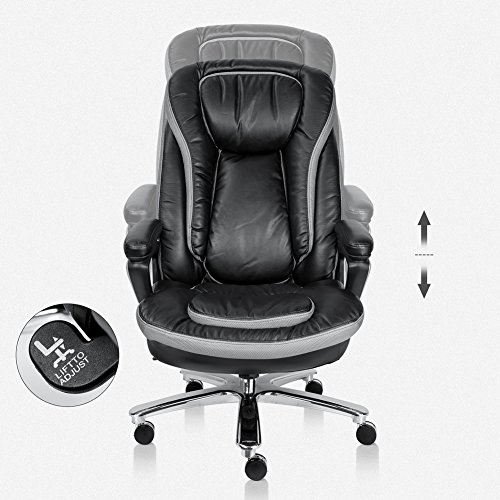Bonum Executive Office Chair Thick Padding Big & Tall 500lb Capacity Size with Soft Spring Pack Padding High-Back Bonded Leather Chair (Black) - Thumbnail 4