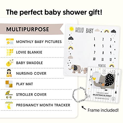 Organic Baby Monthly Milestone Blanket Elephant Baby Boy and Girl Elephants Months Blanket