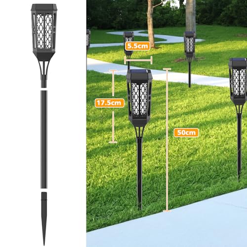 Solar Torch Flame Lights, 12 LED Solar Lights Outdoor with Flickering Flame, IP65 Waterproof Solar Pathway Lights Landscape Decoration Lighting for Garden Lawn Patio Yard Outdoor Decorations (4pcs)