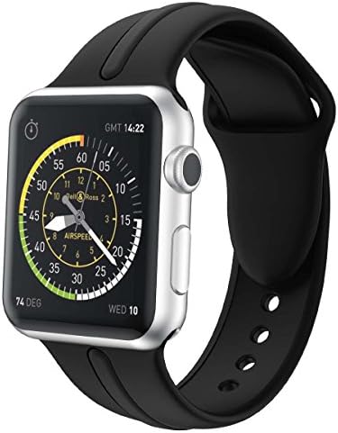 Wandele 38mm Soft Silicone Sport Replacement Smart Watch Band Strap With Adapter for Apple iwatch Series 1 & 2 & 3 (sk black 38)