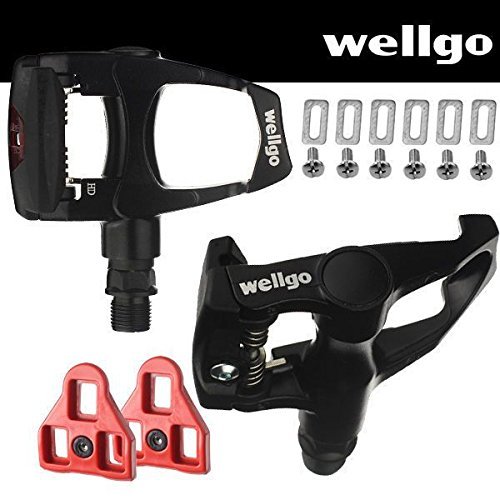 Wellgo Bike Look Delta (9 Degree Float) Compatible - Indoor Cycling & Road Bike Bicycle Pedal Set Black