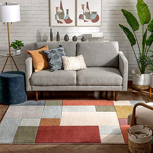 Well Woven Edda Multi Modern Geometric Boxes Beveled Pattern Area Rug
