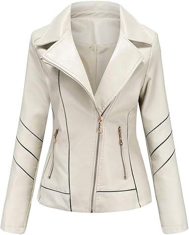 Amazon Com Chouyatou Women S Stylish Lapel Collar Asymmetric Zip Pu Leather Short Biker Jacket With Contrast Binding Clothing