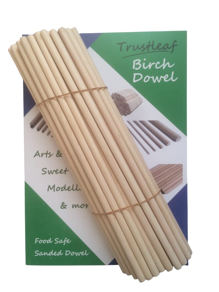 Trustleaf 8mm x 30cm Birch Hardwood Wooden Dowels (50 Dowels)