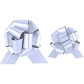 40 Pieces 6 Inches and 5 Inches Pull Bow Wrapping Pull Bow Ribbon Pull Bows for Wedding Baskets,Diameter Gift Bows, Large Bows for Presents. (Silver)