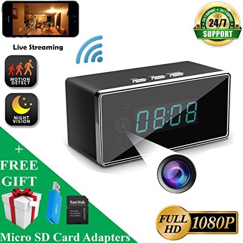 [SUPER NIGHT VISION] Hidden Camera Clock - Live View Nanny Cam - Motion Detection - Phone Notifications - Wide Angle Lens - 2-Way Intercom - 1080P High Definition - Baby Monitor - Spy Camera