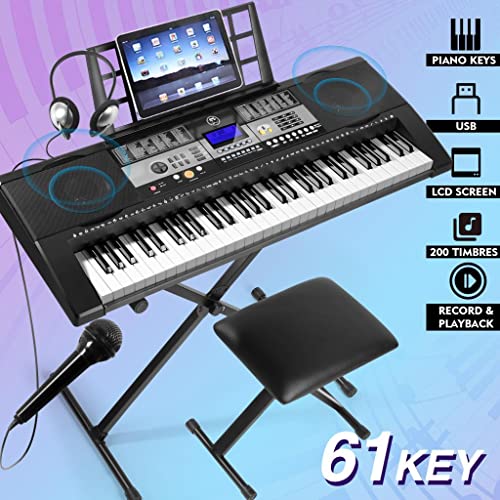 Mustar Piano Keyboard, 61 Key Keyboard Piano Portable Electric Piano