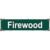 Firewood Vintage Metal Tin Street Sign Bar Cafe Garage Cave Home Room Wall Bathroom Farmhouse Garden Porch Patio Decor, 16 x 4 Inch