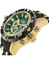 Invicta 23703 de los hombres Pro Diver Verde Dial Amarillo Correa Acero y poliuretano color negro Chrono Reloj de Buceo