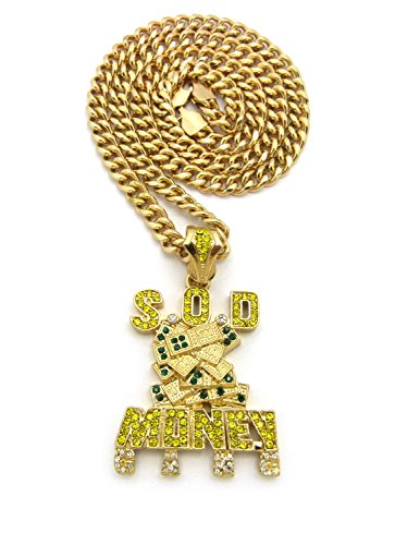 Crescendo SJ INCNew ICED Out SOD Money Gang Pendant & 24" Cuban Chain Hip HOP Necklace - CP175G