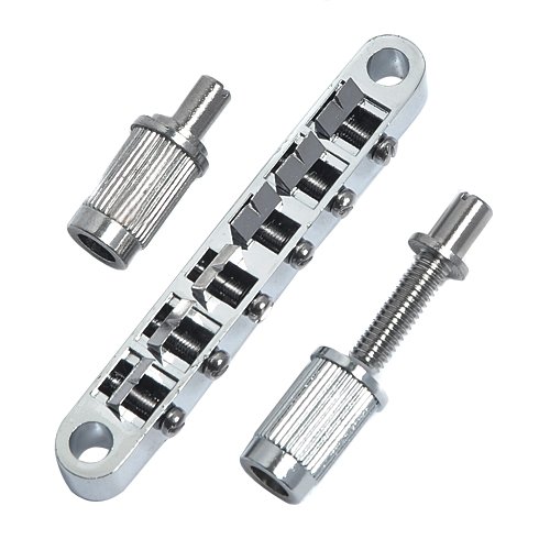 Kmise A0409 1 Piece Chrome Tune-o-matic Guitar Bridge for Gibson Replacement