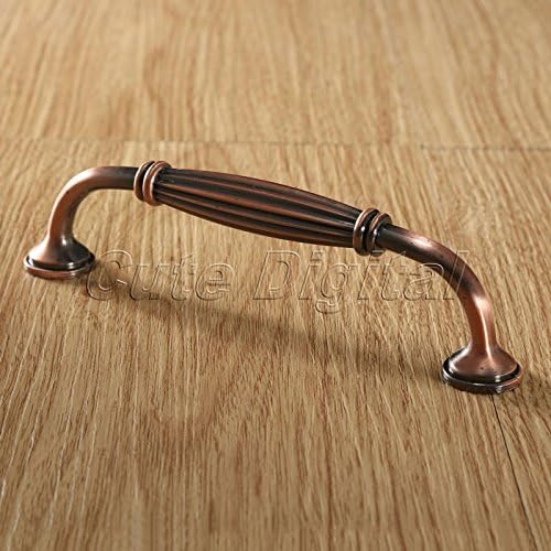 Antique Matte Brass Bronze Cabinet Closet Drawer Door Knob Cupboard Pull Handle Antique Red+Doble Holles