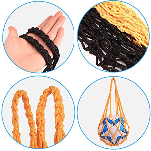 2psc Football Accessories Basketball net Bag, Carrying Basketball Volleyball mesh Equipment Bag, Volleyball Basketball Football Storage Tennis Bag (Black, m) - Thumbnail 3