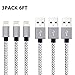 iPhone Cable, ANTXIN 3Pack 6FT Nylon Braided Charging Cord Charger, Lightning to USB Cable for iPhone Ⅹ, 8, 8 Plus, 7, 7 Plus, SE, 6s, 6, 6 +, 5, 5s, iPad Air / Mini, iPod (Grey White)