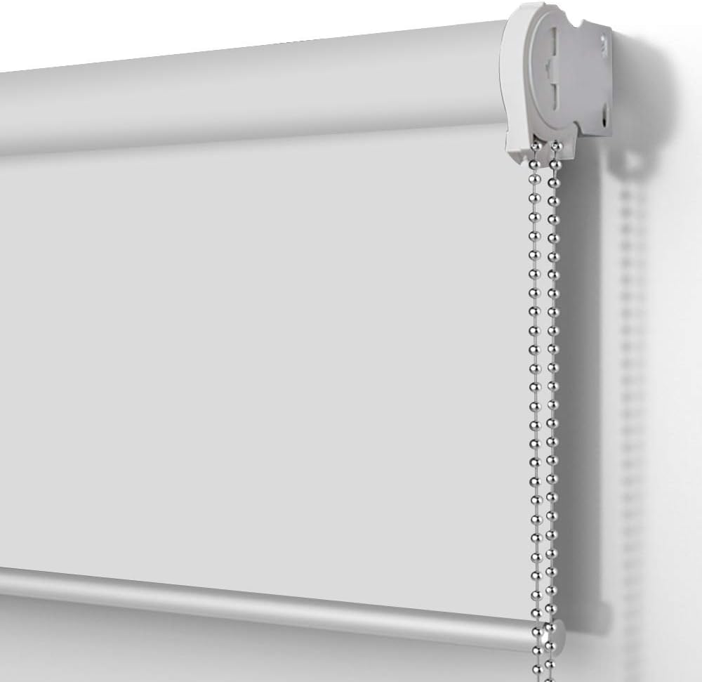 SUAKY Blackout Window Blinds Roller Shades, Light Grey Custom Window Shades Elegant Roller Blinds, Energy Saving UV Protection Roller Shades for Windows, Doors, French Doors