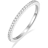 EAMTI 1.5mm Gold Plated Eternity Bands for Women 925 Sterling Silver Half Eternity Stackable CZ Engagement Ring for Women Size 3-10