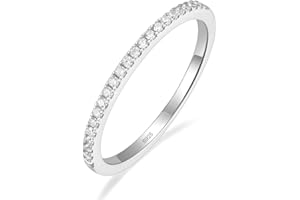 EAMTI 1.5mm Gold Plated Eternity Bands for Women 925 Sterling Silver Half Eternity Stackable CZ Engagement Ring for Women Size 3-10