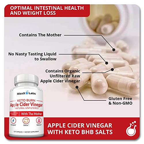 Keto Apple Cider Vinegar Capsules with Mother + Keto BHB w/ 2275mg of Unfiltered, Natural, Detox